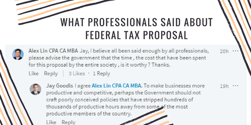 What professionals said about Federal Tax Proposal